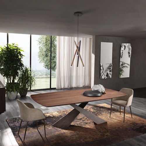 Table contemporaine - LIVING - Riflessi - en bois / en métal / avec piètement en métal