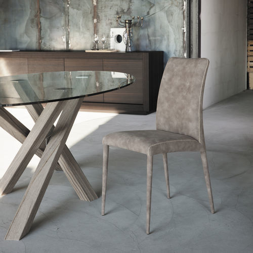 Chaise contemporaine - BRUNA FLEX - Riflessi - d'intérieur / en cuir / avec piètement en acier