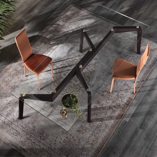 Chaise contemporaine - LUNA FLEX  - Riflessi - d'intérieur / en cuir / avec piètement en acier