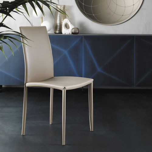Chaise contemporaine - SARA - Riflessi - d'intérieur / en cuir / avec piètement en acier