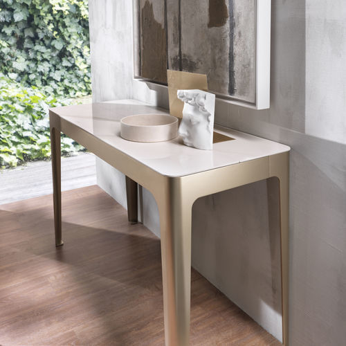 Console contemporaine - CORNER - Riflessi - en bois laqué / en cristal / en céramique