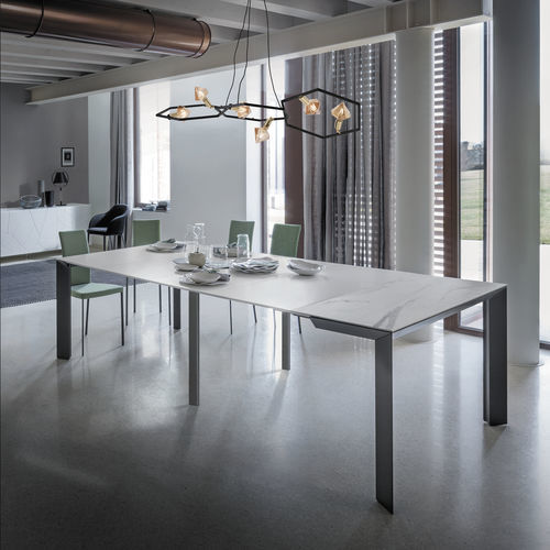Console contemporaine - MANHATTAN - Riflessi - en verre trempé / en céramique / avec piètement en aluminium