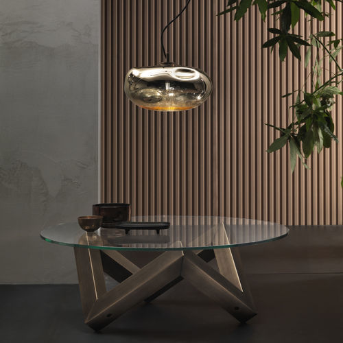 Table basse contemporaine - ZEN NEW - Riflessi - en verre trempé / avec piètement en métal peint / ronde