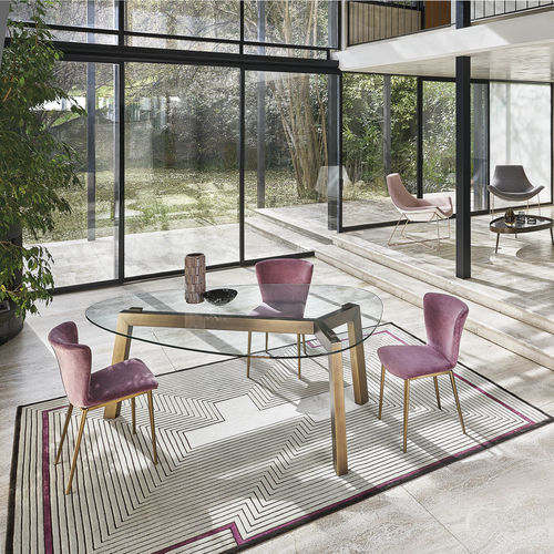 Table contemporaine - TREBLE  - Riflessi - en verre fumé / en céramique / avec piètement en aluminium peint