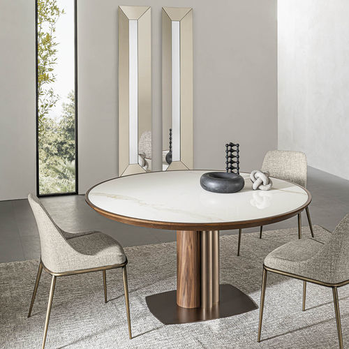 Table en céramique - TOWER - Riflessi - contemporaine / avec piètement en métal / avec piètement en bois
