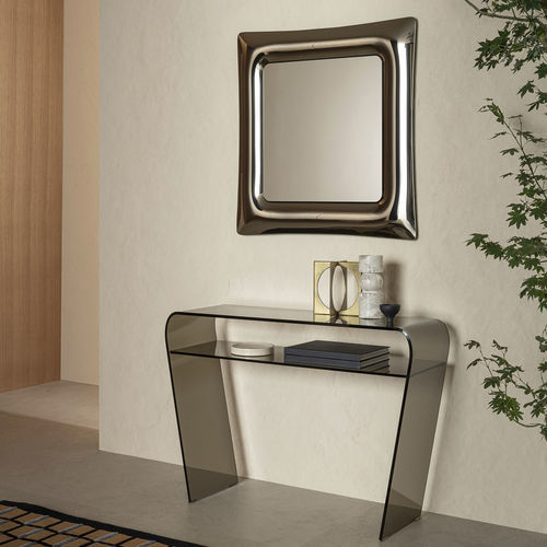 Console contemporaine - SAPHIRIA - Riflessi - en verre fumé / en verre bombé / avec piètement en verre