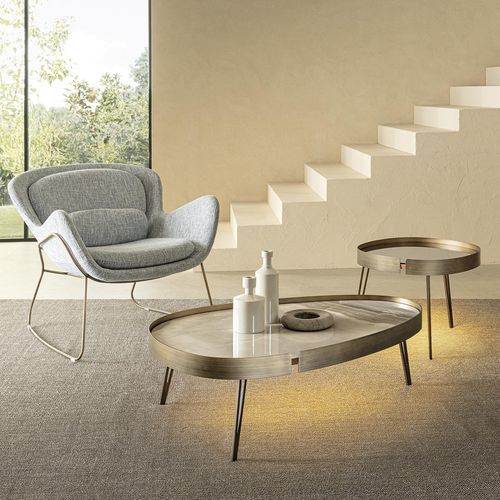 Table basse contemporaine - LUMIERE - Riflessi - en verre / en céramique / avec piètement en métal