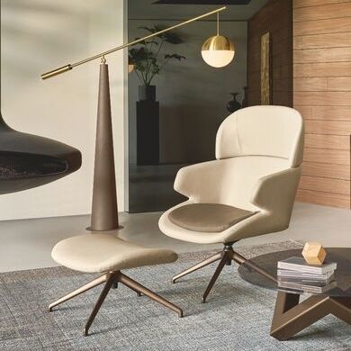 Fauteuil design - NOVA LOUNGE - Riflessi - en tissu / aluminium / avec repose-pieds