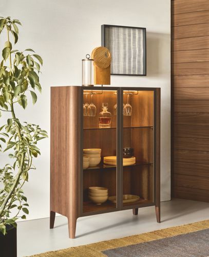 Vitrine moderne - CROSS - Riflessi - sur piétement / en bois / éclairée