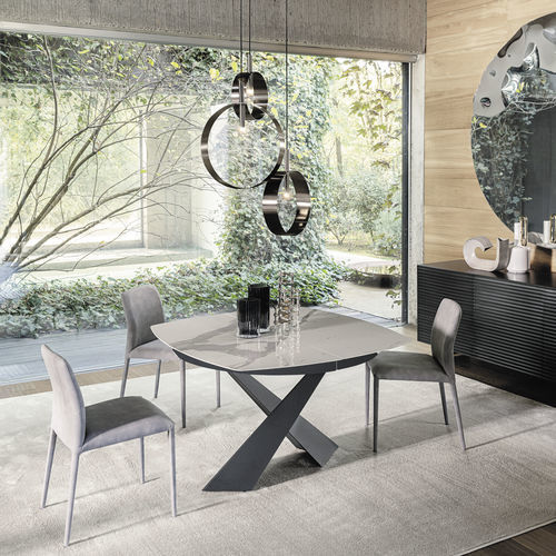 Table contemporaine - LIVING - Riflessi - en bois / en céramique / avec piètement en métal