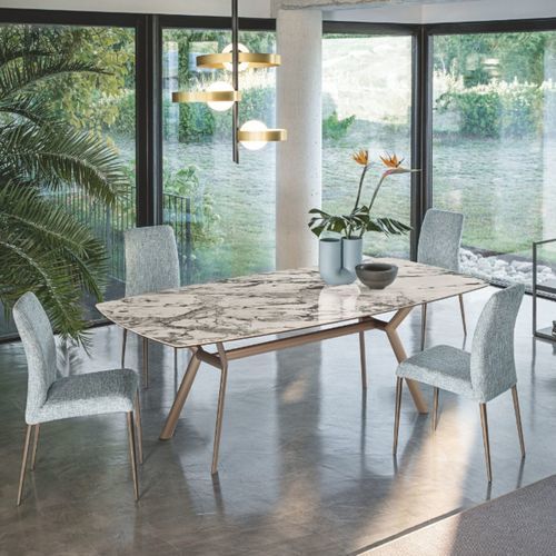Table en cristal - PARADISE - Riflessi - contemporaine / en verre trempé / avec piètement en aluminium laqué