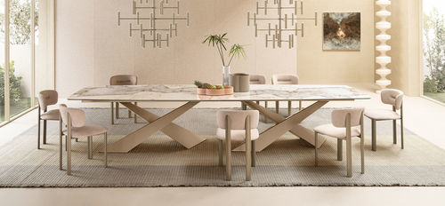 Table à manger contemporaine - LIVING PIANO EXTRALARGE - Riflessi - en métal peint / en céramique / avec piètement en métal