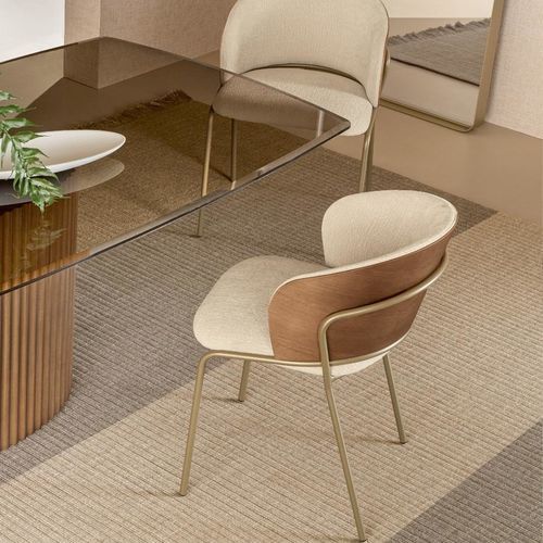 Chaise de salle à manger contemporaine - PANAREA - Riflessi - d'intérieur / en cuir / en chêne