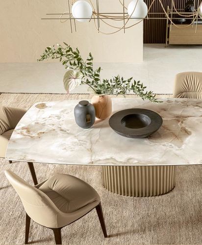 Table à manger contemporaine - ENEA - Riflessi - en verre / en cristal / en métal