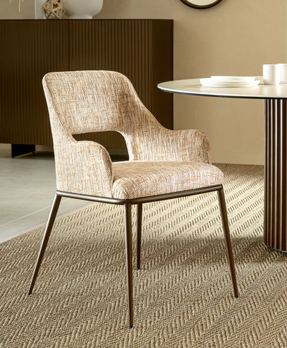Chaise de salle à manger pour intérieur - MAIA - Riflessi - en tissu / en frêne / en métal peint