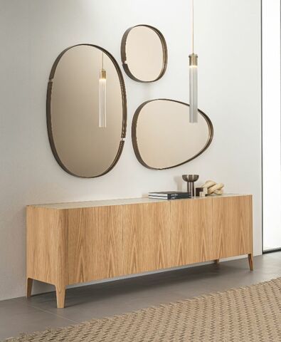 Buffet contemporain - CROSS - Riflessi - en chêne / en noyer / en verre