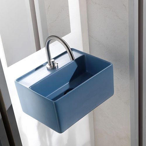 Lave-mains suspendu - L631 - A. e T. ITALIA - rectangulaire / en céramique / avec porte-serviettes intégré