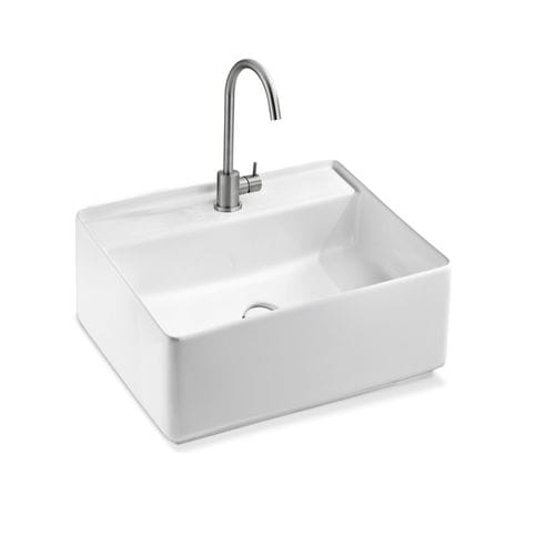 Vasque suspendue - L648 - A. e T. ITALIA - en céramique / carrée / 1 trou