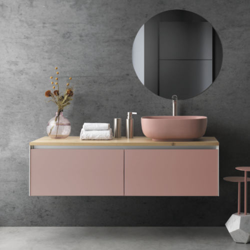 Meuble vasque suspendu - C376 - A. e T. ITALIA - bois / en métal / contemporain