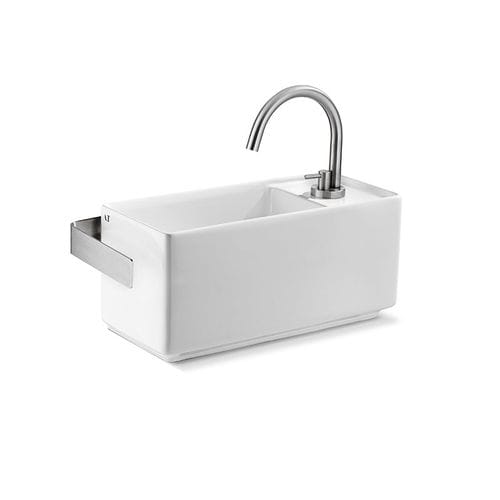 Lave-mains suspendu - L632 - A. e T. ITALIA - rectangulaire / en céramique / avec porte-serviettes intégré