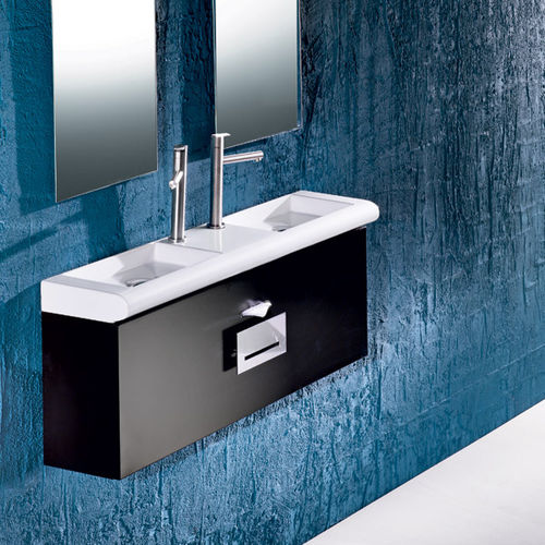 Meuble vasque double - A. e T. ITALIA - suspendu / en bois / contemporain