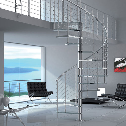 Escalier en colimaçon - DIABLE - Mobirolo - à marches en verre / structure en acier inoxydable / contemporain