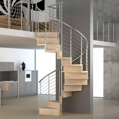 Escalier en colimaçon - PURA - Mobirolo - à marches en bois / structure en métal / contemporain