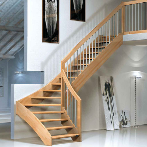 Escalier quart tournant - ESPERIA - Mobirolo - à marches en bois / structure en bois / contemporain