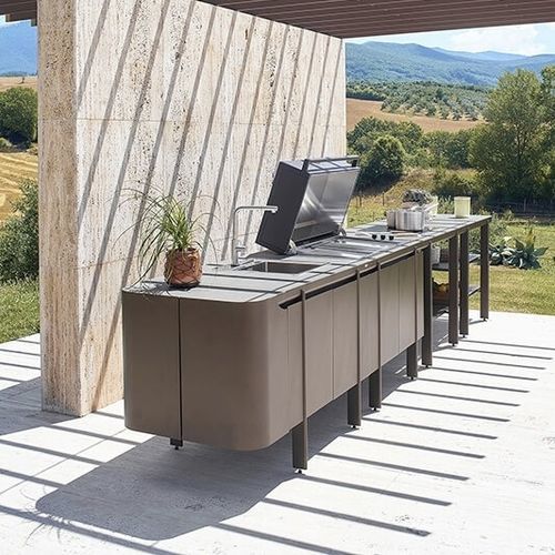 Îlot de cuisine en aluminium - Emily - EMU - de taille moyenne / d'extérieur / blanc