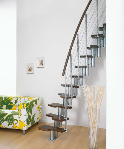 Escalier droit - PIXIMA : MINI LINE  - FONTANOT - ALBINI & FONTANOT - quart tournant / à marches en bois / structure en acier