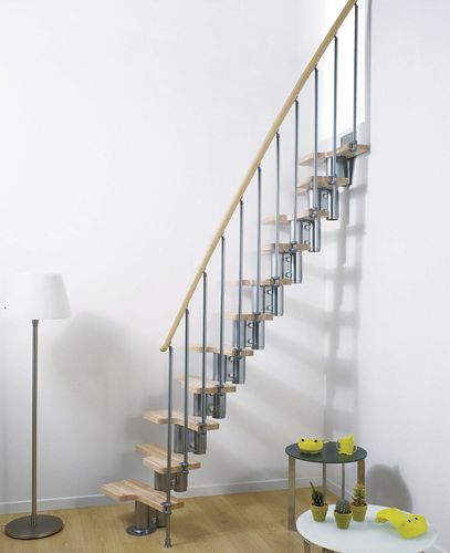 Escalier droit - PIXIMA : MINI - FONTANOT - ALBINI & FONTANOT - à marches en bois / structure en acier / contemporain