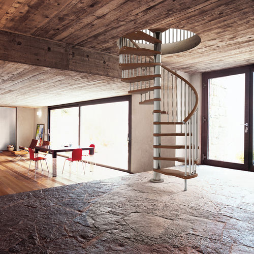 Escalier en colimaçon - GENIUS 020 + 2: EASY - FONTANOT - ALBINI & FONTANOT - à marches en bois / structure en métal / contemporain