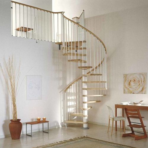 Escalier en colimaçon - ARKÈ : KLAN - FONTANOT - ALBINI & FONTANOT - à marches en bois / structure en acier / contemporain
