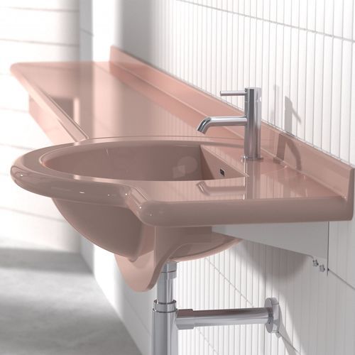 Vasque suspendue - VENEZIA  - Technova S.r.l. - en céramique / en Pietraluce® / avec plan intégré