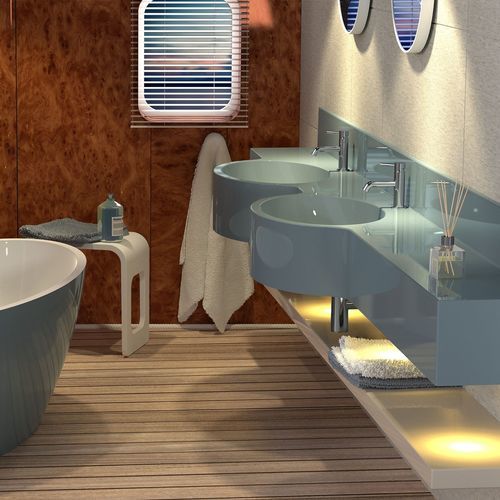 Vasque suspendue - CIPRO 2 - Technova S.r.l. - en Pietraluce® / avec plan intégré / personnalisable
