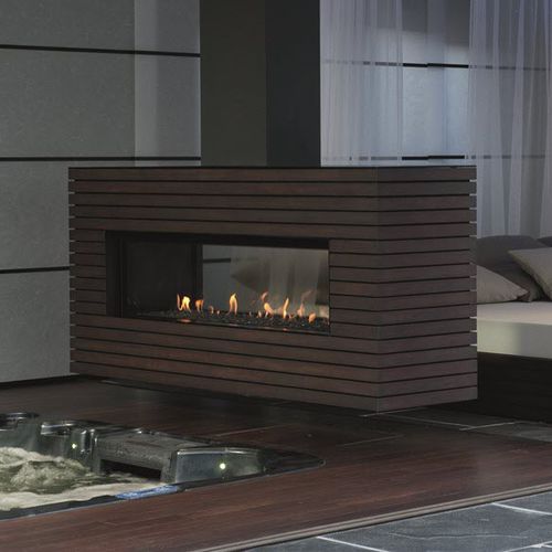 Cheminée à gaz - LUNA DIAMOND 1600 DH  - M-Design - à encastrer / double face / à foyer fermé