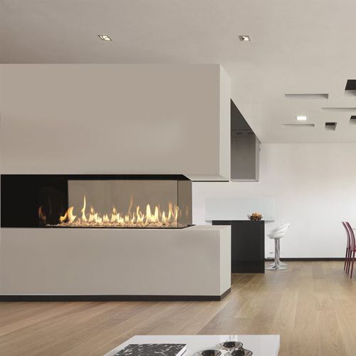 Cheminée à gaz - LUNA DIAMOND 1300 RD - M-Design - à encastrer / à 3 faces / à foyer fermé