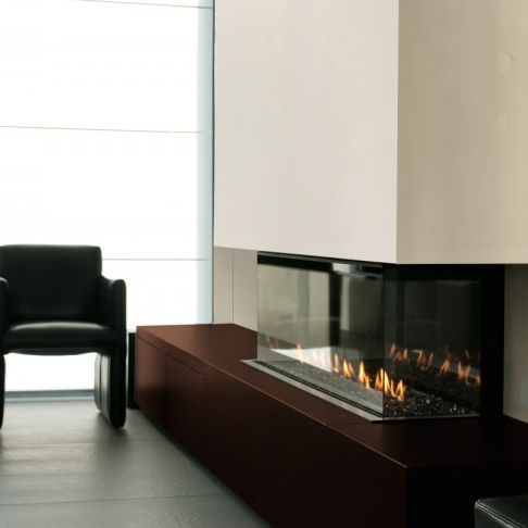 Cheminée à gaz - LUNA DIAMOND 1000 DC - M-Design - à encastrer / à 3 faces / à foyer fermé
