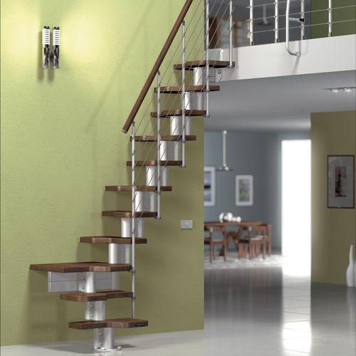 Escalier droit - DIXI - SK SYSTEME - quart tournant / demi-tournant / à marches en bois