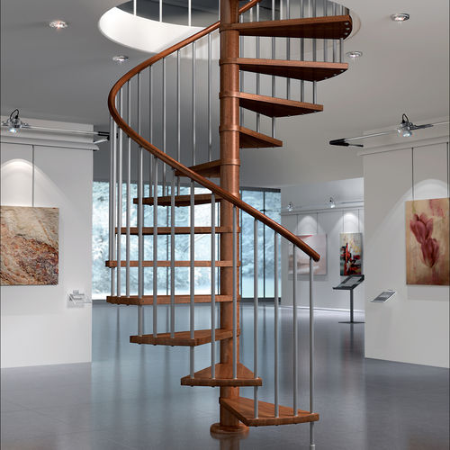 Escalier en colimaçon - VIP T - SK SYSTEME - à marches en bois / structure en bois / contemporain