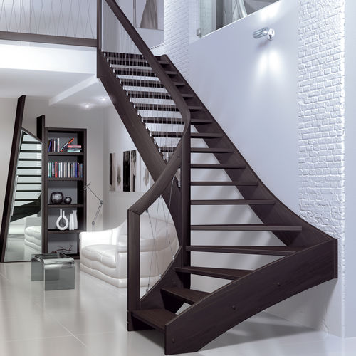 Escalier droit - VERTIGO - SK SYSTEME - quart tournant / demi-tournant / à marches en bois