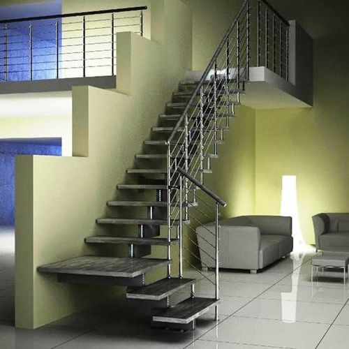 Escalier droit - JAZZ : CHROME - SK SYSTEME - quart tournant / demi-tournant / circulaire