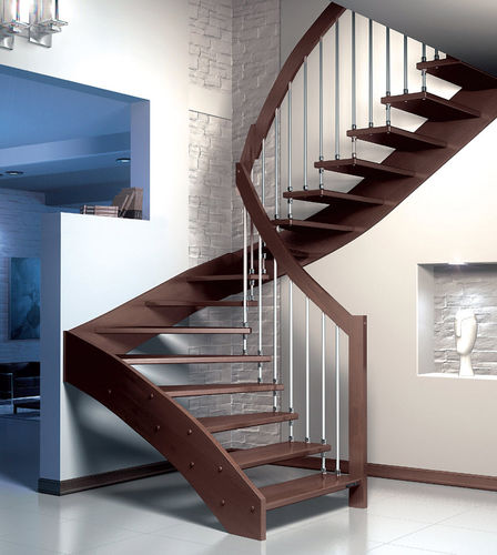 Escalier droit - FLY - SK SYSTEME - quart tournant / demi-tournant / à marches en bois