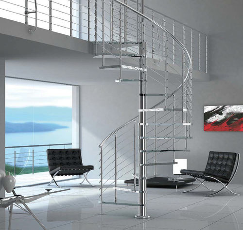 Escalier en colimaçon - DIABLE - SK SYSTEME - à marches en verre / structure en métal / contemporain