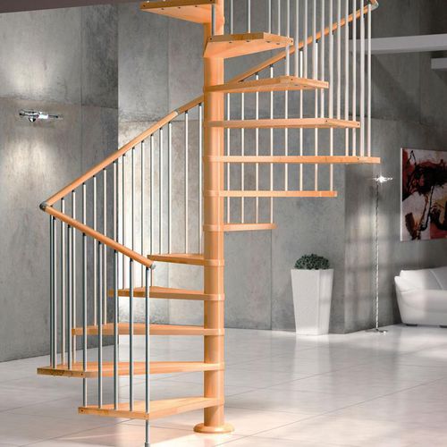 Escalier en colimaçon carré - VIP Q - SK SYSTEME - à marches en bois / structure en bois / contemporain