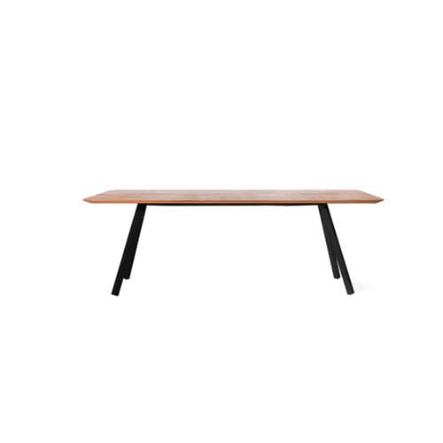Table contemporaine - B-AROUND - RS LIFE - en iroko / avec piètement en acier / rectangulaire