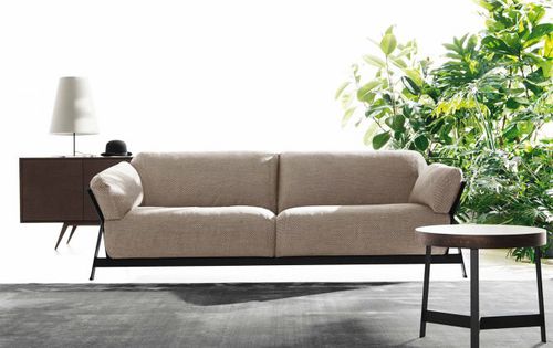 Canapé contemporain - KANAHA - Ditre Italia - en tissu / en cuir / marron