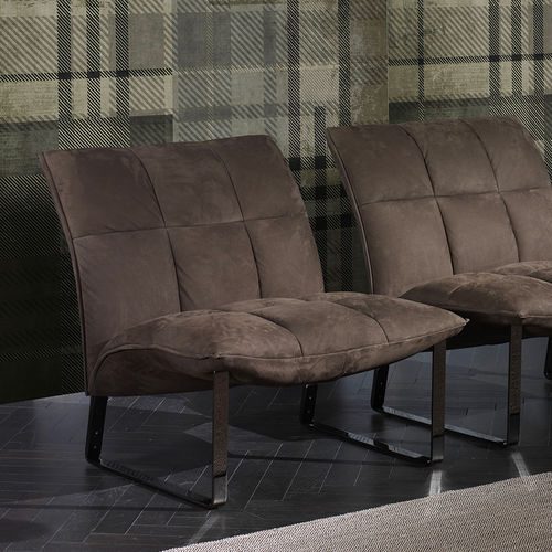 Chauffeuse contemporaine - MARY - cierre - en cuir / marron / luge