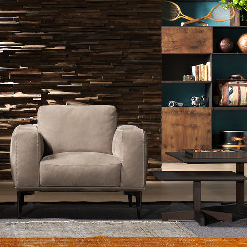 Fauteuil contemporain - AIDA A - cierre - en cuir / marron / gris