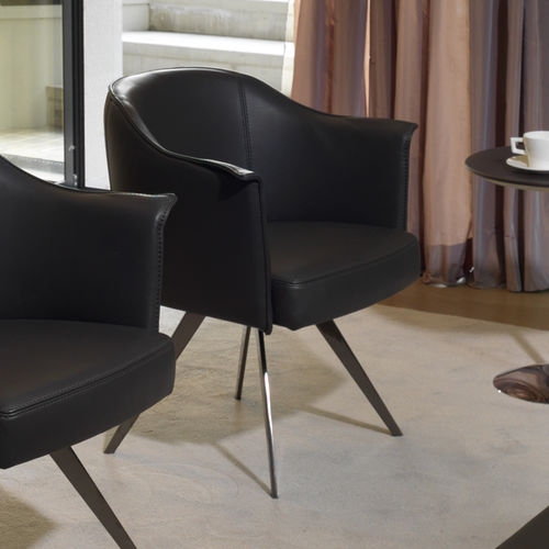 Fauteuil contemporain - BOHÈME - cierre - en cuir / bridge / noir